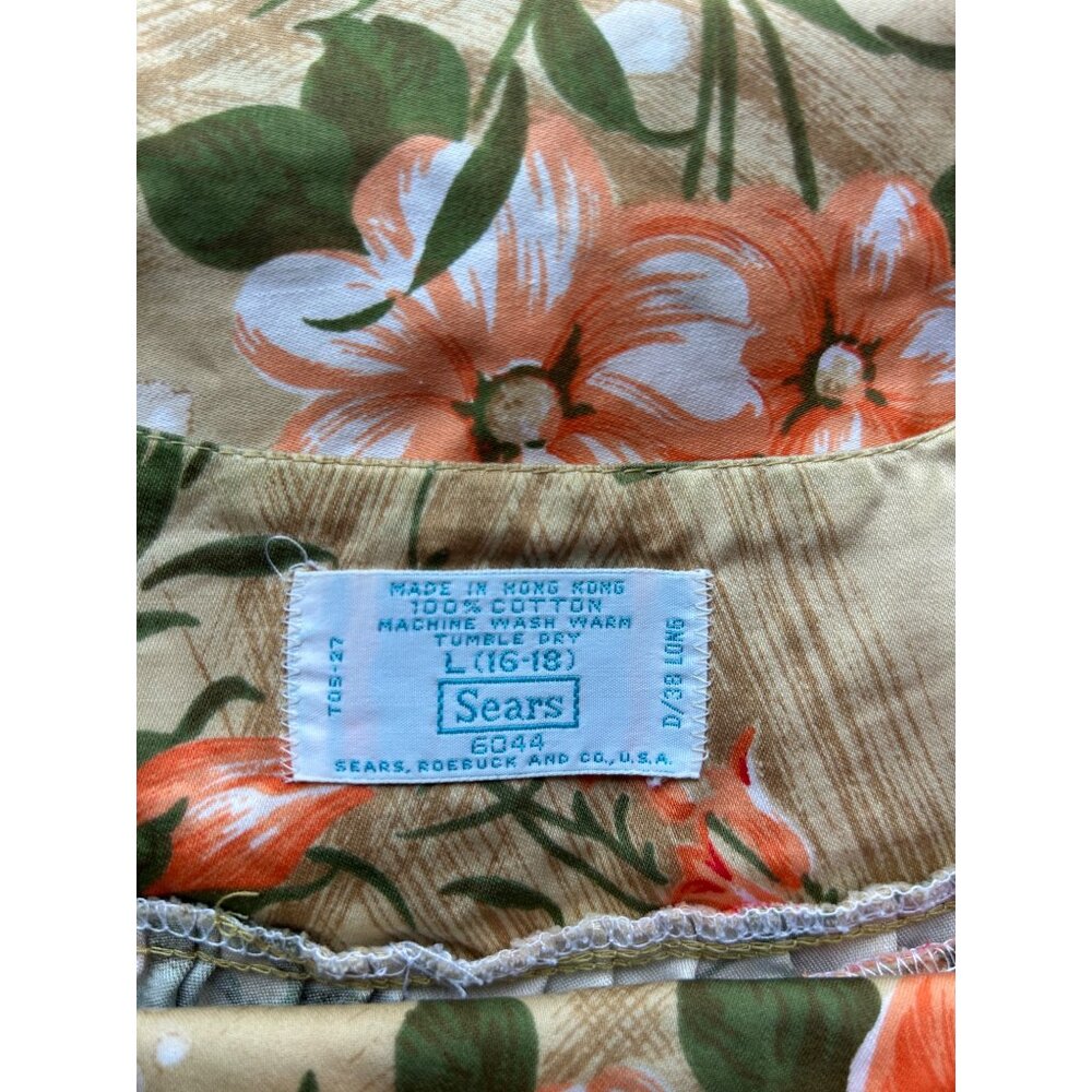 Vintage 70s Sears Floral MuuMuu Maxi Dress Caftan Hawaiian Print Sz  Lg 16-18 - Picture 5 of 9